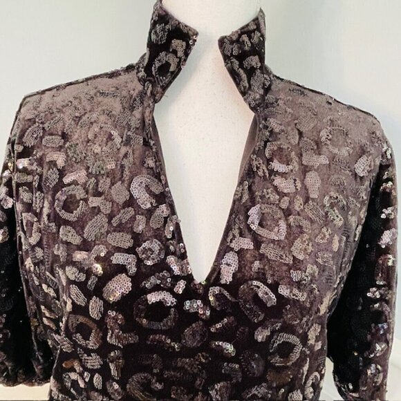 Emily McCarthy Poppy Tunic Dress Black Metallic Cheetah XS - Picture 4 of 13